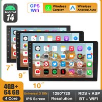 ESSGOO 7"/9"/10“ 2 DIN Android 14 4+64G Autoradio Carplay Android Auto GPS SAT Navi Bluetooth FM RDS Radio WIFI Touchscreen