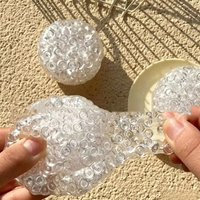 Transparent Ice Beads Squeeze Ball, Crunchy Sensory Fidget Toy, Soft Stress Relief Squishy Ball for Anxiety Calming & Focus