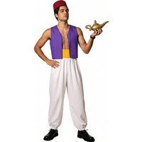 Anime Adult Aladdin Prince Costume Arabian Nights Cosplay with Belt and Hat for Halloween Party Performance God's Lamp Party Cos