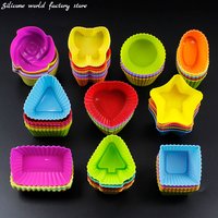 Silicone World Silicone Cake Molds Reusable Mafen Cup Cake Jelly Baking Mold Household Kitchen DIY Multiple Shapes Baking Tools
