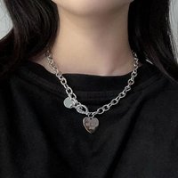 Collar Heart Necklace For Women Punk Stainless Steel Chain Hip Hop Fashion Simple Letter Chokers Statement Goth Jewelry