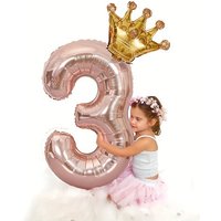 32 inch Rose Gold Crown Digital Balloon Set BOYS AND GIRLS Big Number Foil Balloon 0-9 Birthday Decoration