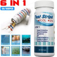 50/100pcs Multipurpose 6 in 1 Chlorine PH Test Strips SPA Swimming Pool Water Tester Pape Chlorine/PH/Bromine Measure Paper