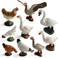 Simulation Swan Chicken Hens Duck Goose Geese Farm Animal Model Figurines Miniature Garden DIY Home Decor Decoration Accessories