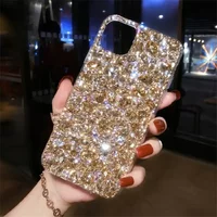 Glitter Full Gold Diamond Crystal Phone Case for IPhone 15 14 13 12 16 Pro Max Casing Women Luxury Bling Rhinestone TPU Cover