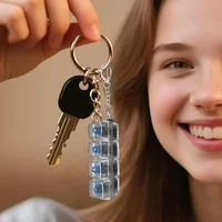 New 1Pcs Button Toy Light Up Keyboard Keychain LED Stress Relief Clickable For People with Anxiety Accessory Relaxation Keychain