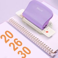 6-hole punching machine for A4, B5, and A5 paper; manual binding machine; capacity 5 sheets; lavender color.