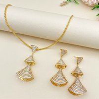 Flora Luxury Zircon Hollow Bell Necklace And Earrings Set Fashion Dubai Jewelry Gift for Women with Day Gift Box