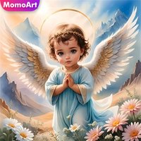 Momoart Diamond Painting Angel Portrait Needlework Diamond Mosaic Boy Full Square Round DIY Embroidery Wing Wall Decor