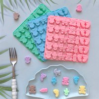1pc 35 cavity foot baby bottle bear biscuit baking silicone mold, suitable for DIY chocolate, candy, pudding, biscuits, ice tray