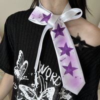 Casual Y2K Star Tie Sweet Narrow Glossy Tie Soft Hand Tied Unisex Necktie Shirt