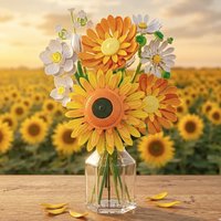 Sunflower Building Block Flower Set, Eternal Brick Flower Stem Decor, DIY Home Decoration, Mother's Day and Christmas Gift