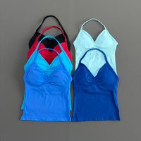 HISTELLO Sports Longline Strappy Top Woman Seamless Yoga Tank Gym Beautiful Open Back Bra Fitness Running Workout Tops