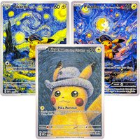 VAN GOGH Starry Night PKM Collab NoneFoil Cards 18Pcs Set Pikachu Blastois Snorlax Oil Painting Style PTCG Collection PROXY Card