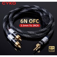 CYKO Hifi 6N OFC Audio Cable 3.5mm To 2RCA Splitter RCA Jack 3.5 Cables Aux Gold-plated Plug Male To Male for Computer Speaker
