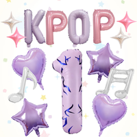 Purple Heart And Star KPOP Shape Balloon Set Kpop Theme Design for Kpop Theme Parties Birthdays Anniversary Celebrations Decorat