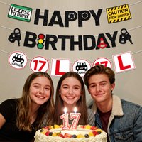 Driver License Birthday Party Decoration 17th Birthday Banner Hanging Swirls Party Decoration Kids Girls Boys Hide Car Key Decor