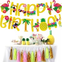 Hawaiian Flamingo Pineapple Banner Summer Theme Birthday Gold Banner Man Women Children's Hawaii Birthday Party Decoration