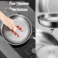 German Pure Titanium Frying Pan 26/28/30cm Non-stick Frying Pan Uncoated Fish Scale Hammer Pattern Steak Kitchen Cookware