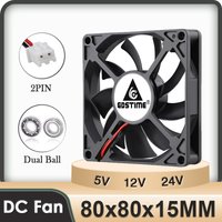 2pcs Gdstime 8cm DC 12V 24V 80mm x 15mm Dual Ball Bearing PC Case Cooling axial Fan 80*80*15mm 8015 Mute Radiator Cooler 2 Pin