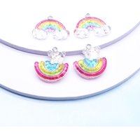 10pcs Simulation Glitter Powder Rainbow Charms For Pendant DIY Earrings Necklace Jewelry Accessories Finding