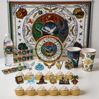 Warner Bros Magic Academy Theme Party Supplies Disposable Tableware Paper Plates Cup Spiral Backdrop Birthday Decor Scene Set