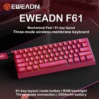 EWEADN F61 61Keys Custom Mechanical Keyboard 3Mode BT 2.4G Wired Hot Swap RGB Backlit Portable Gaming Keyboard