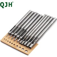 QJH – ensemble de 10 pièces de poinçon rond en forme de cuir, Kit de trous creux de ceinture, ensemble de poinçon de bricolage, outil de coupe en métal 0.5-5mm pour tissu de bracelet de montre