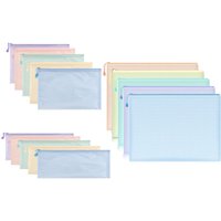5 PCS Macaron Color Storage Folder File Mesh Zipper Pouch A4 A5 A6 Document Bag Zip File Folder Office Supplies Stationery