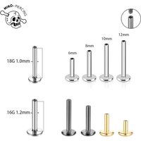 10PCS G23 ASTM F36 Titanium Labret 16G 18G Internal Thread Plug Septum Ear Lips Nose Piercing Tragus Body Jewelry Accessories