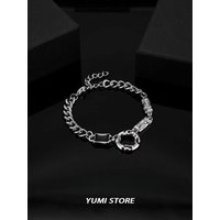 Hip-Hop Zircon Circle Ring Bracelet For Men Women New Korean Design No Fading Titanium Steel Luxury Couple Bracelet Jewelry Gift