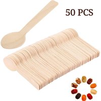 50Pcs Disposable Wooden Spoons for Tasting Sampling Yogurt Ice Cream Dessert Forks Wedding Party Tableware Wooden Spoon