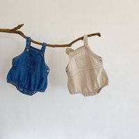 Spring and summer baby boys' and girls' denim overalls, clothing for 0-2 years old, jumpsuit, crawling suit