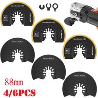 6/4pc Oscillating Saw Blade HCS Multi Tool Blades Set 88MM Half Circular Sharp Cutter Blade for Wood Metal Plastic Cutting Blade