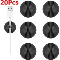 20Pcs Silicone Winder Organizer Cable Clip Round Cord Clips Desk Tidy Management Wire Holder for Car USB Charging Tablet Wires