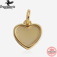 Trustdavis nouveau réel 925 en argent Sterling mode romantique coeur pendentif à breloque à la main collier à faire soi-même accessoires bijoux DZ817