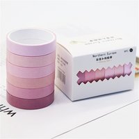 6rolls/set 10mm * 2m Rainbow Gradient Series Ins Solid Color Washi Tape Creative Collage DIY Scrapbook Material Masking Tape