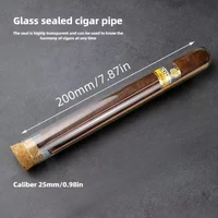 Glass cigar tube; Portable humidifying cigar tube; Transparent cigar tube cigar box; Large caliber 25mm diameter portable cigar