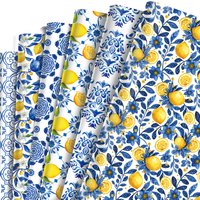 12pcs Chinese Style Blue and White Porcelain Lemon Gift Wrapping Paper Wrapper Gifts Decoration Packing Paper For Birthday Party
