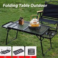 Faltbarer Eisengeflecht-Campingtisch für den Außenbereich, tragbarer Picknicktisch, leicht, langlebig, für BBQ, Grill, Strandparty, Reisezubehör