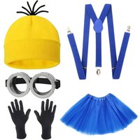Cartoon Cosplay Fantasy Costume Disguise for Adult Kids Yellow Beanie Stretchy Gloves Steampunk Goggles Halloween Party Costume