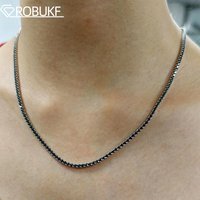 2mm Full Black Moissanite Tennis Necklace for Men Women D Color Lab Diamond 925 Sterling Silver Hip Hop Party Jewelry Certified