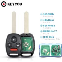 KEYYOU 3+1 4Buttons Remote Key Fob For Honda Accord Crosstour CRV Fit MLBHLIK-1T 2007-2013 313.8MHz With ID46 Chip Smart Car Key