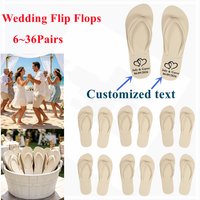 6-30 Pairs Customizable Text Wedding Flip-flops for Guests' Beach Slippers. Suitable for Beach, Lawn Weddings, and Pool Parties