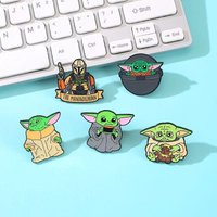 5PCS Grogu The Child Enamel Lapel Pin - Cute Alien Baby Character Badge Brooch