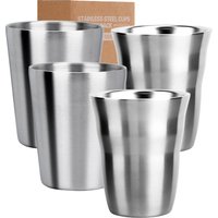 Set of 2 Metal Coffee Mugs Stainless Steel Cup 260ML/300ML Double Wall Stackable Metal Glasses Drinking Mugs for Home Camping