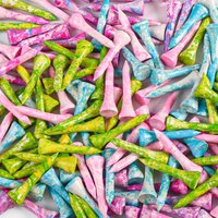 Golf Tees Bamboo Wooden Painted Value 30 Pack, Durable 3 1/4 2 3/4 1 1/2 Inch Long Short Tee, Cool Style for High Visibility