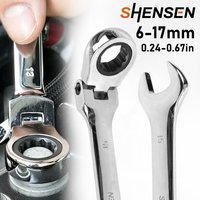 72-tooth 6-17mm adjustable ratchet wrench, flexible head dual-purpose wrench for pipe & open end, ideal for automotive repair