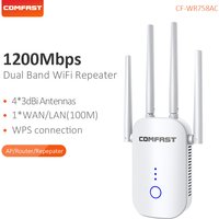 COMFAST 1200Mbps WiFi Repeater Wireless WiFi Range Extender Dual Band Repeater 2.4/5Ghz Wi fi Booster 4 Antenna EU Plug