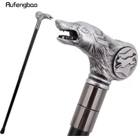 Silver Resin Wolf Head Walking Cane Fashion Decorative Steel Stick Gentleman Elegant Cosplay Cane Knob Crosier 92cm